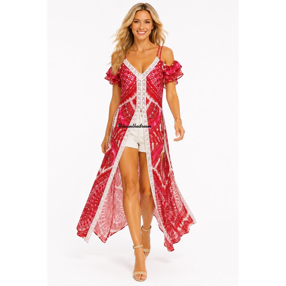 Venus Maxi Top Geometric Colorful Front & Side Openings SZ 8